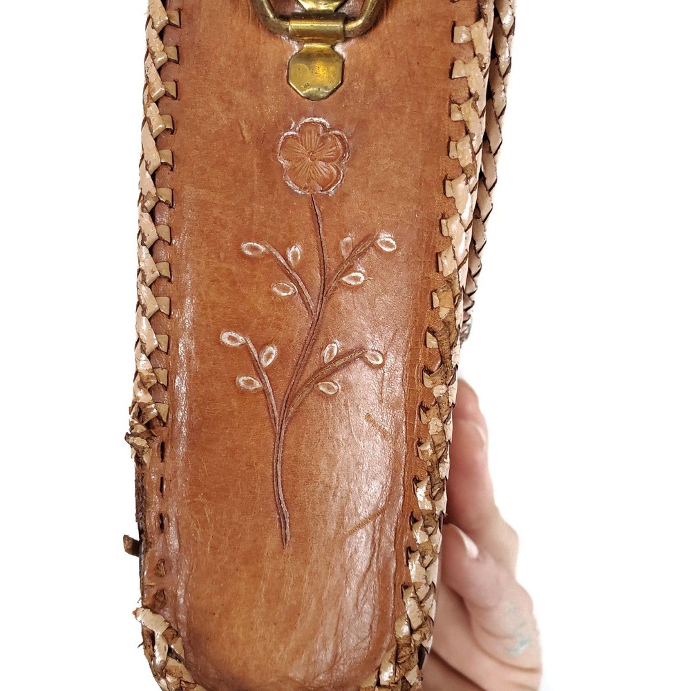 Vintage Artisan Handtooled Leather Bag - Picture 6 of 9